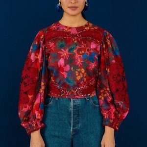 FARM Rio Red Wild Life Blouse NWT Small